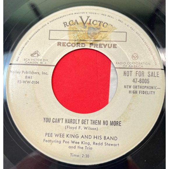 Pee Wee King You Can't Hardly Get Them No More / Tweedle Dee 45 Country Promo - Picture 1 of 7